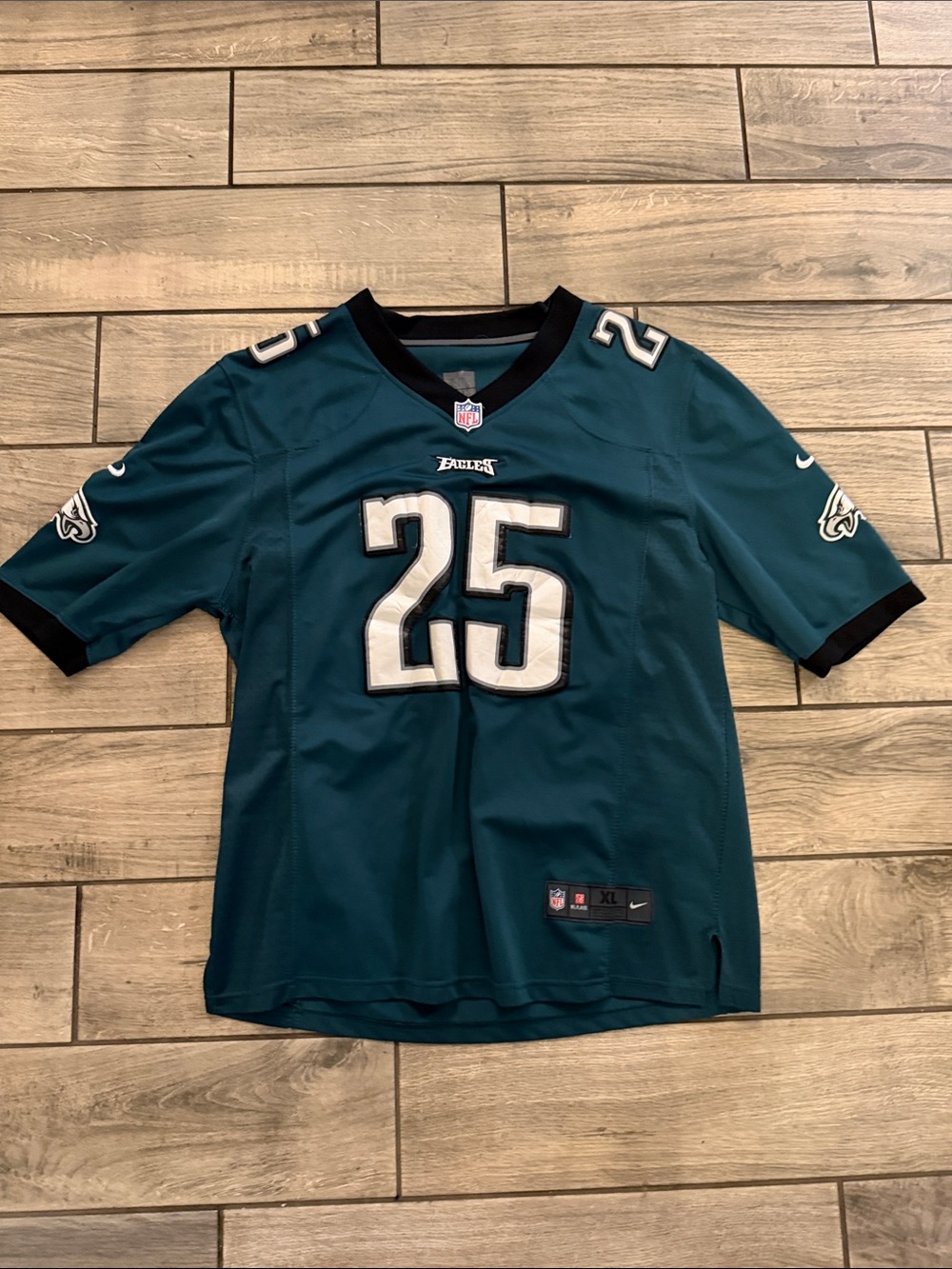 Nike Men's Eagles #25 Teal & Black Football Jersey